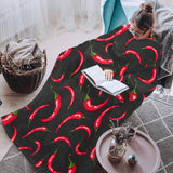 Chili peppers pattern black background Blanket Robe with Sleeves