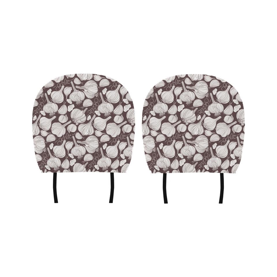 Garlic bulb dark background Car Headrest Cover