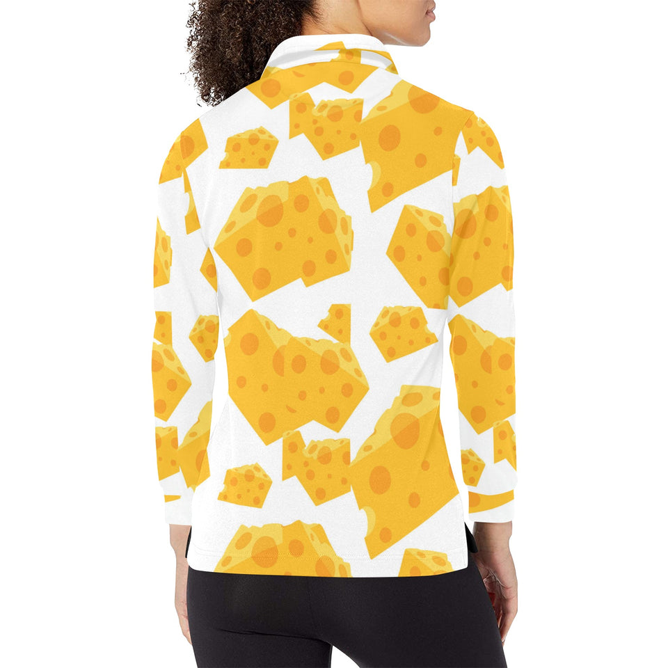Cheese slice pattern Women's Long Sleeve Polo Shirt