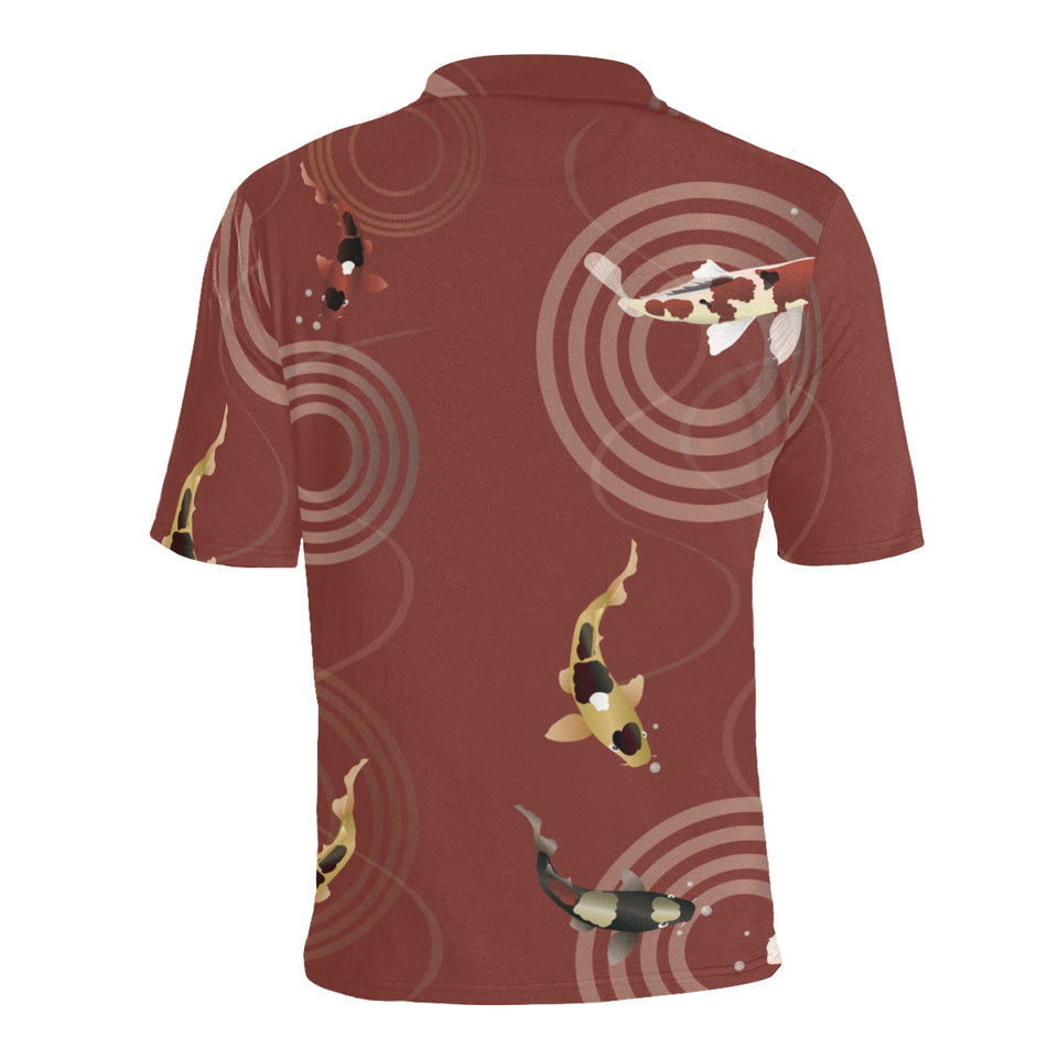 Koi Fish Carp Fish red background Men's All Over Print Polo Shirt
