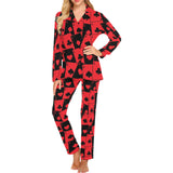 Casino Cards Suits Pattern Print Design 02 Women's Long Pajama Set
