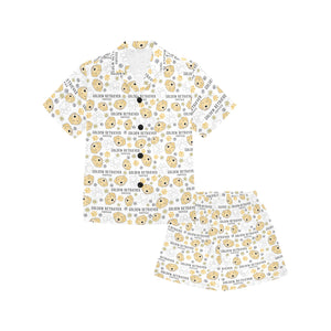 Golden Retriever Pattern Print Design 04 Kids' Boys' Girls' V-Neck Short Pajama Set