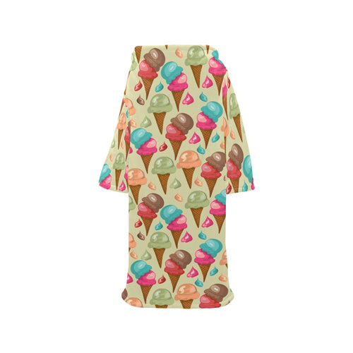 Colorful ice cream pattern Blanket Robe with Sleeves