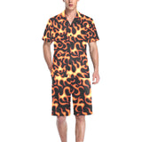 Fire flame dark pattern Men's V-Neck Short Pajama Set