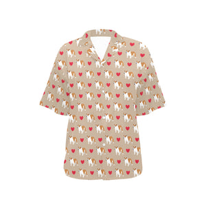 English Bulldog Pattern Print Design 05 Women's All Over Print Hawaiian Shirt