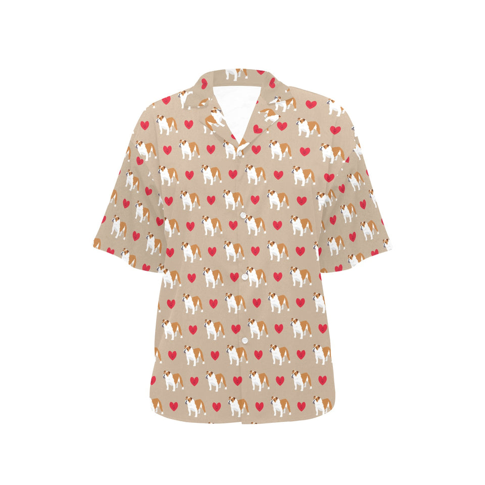 English Bulldog Pattern Print Design 05 Women's All Over Print Hawaiian Shirt
