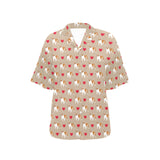 English Bulldog Pattern Print Design 05 Women's All Over Print Hawaiian Shirt