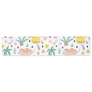 Cute elephants palm tree flower butterfly pattern Table Runner