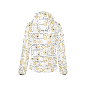 Golden Retriever Pattern Print Design 04 Women's Padded Hooded Jacket