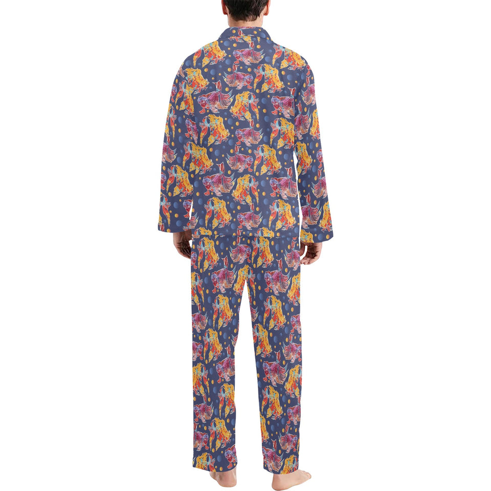 Goldfish Pattern Print Design 05 Men's Long Pajama Set
