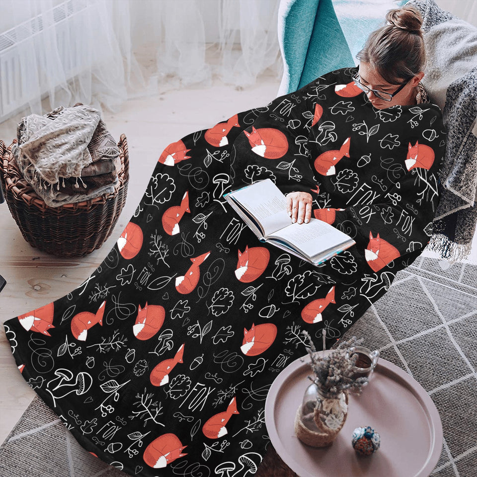 fox sleeping fox pattern Blanket Robe with Sleeves