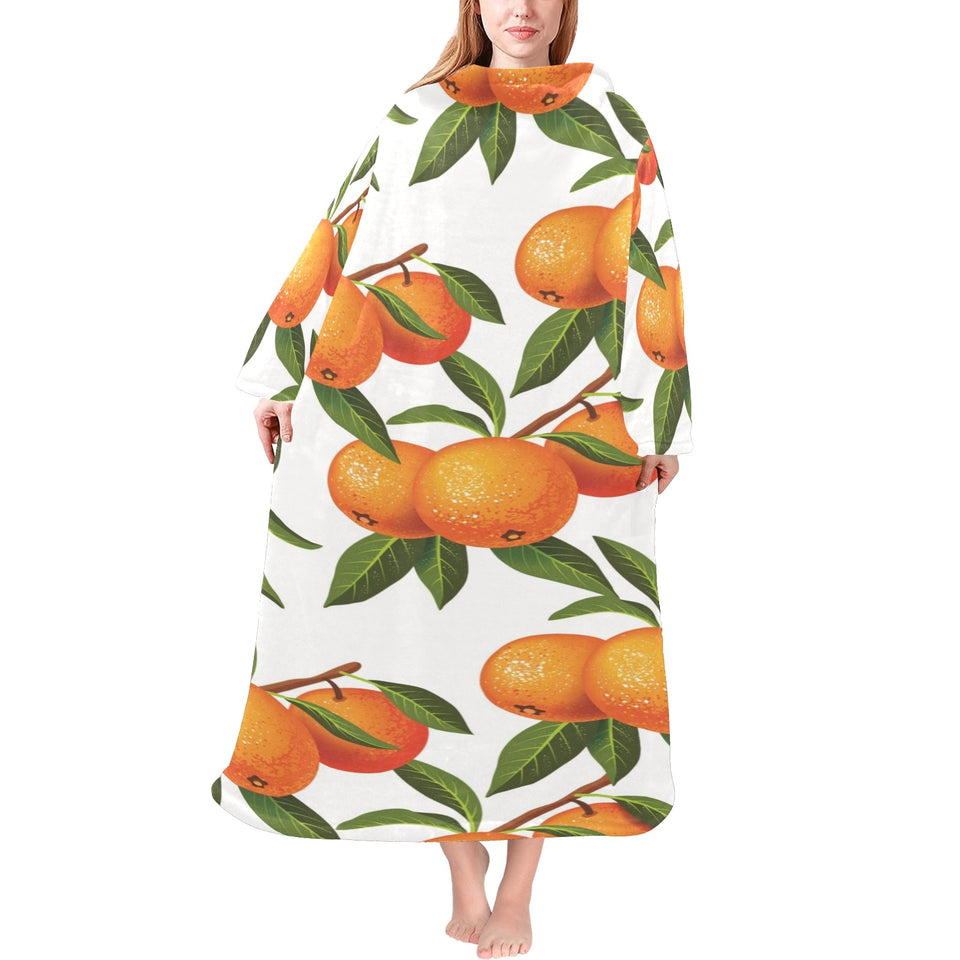 Oranges pattern background Blanket Robe with Sleeves