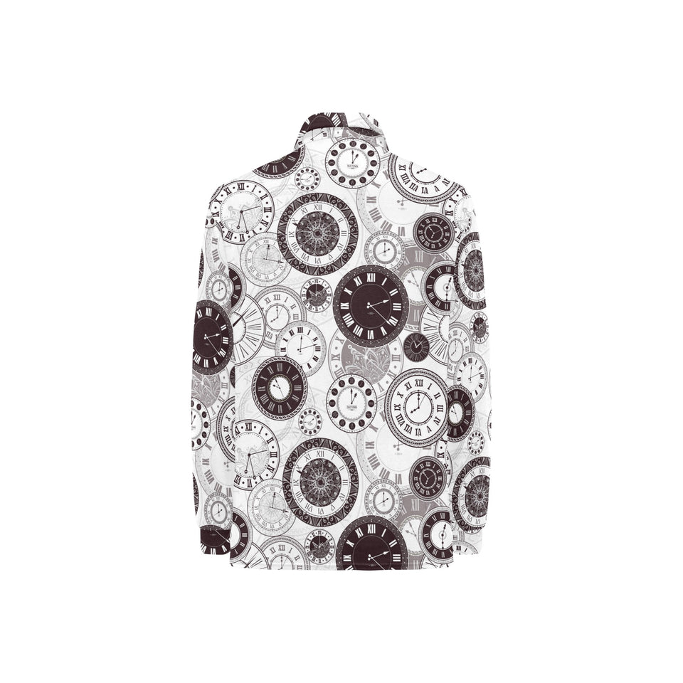 Classic vintage clock pattern Women's Long Sleeve Polo Shirt