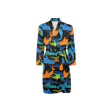 Colorful shark Men's Long Sleeve Belted Night Robe