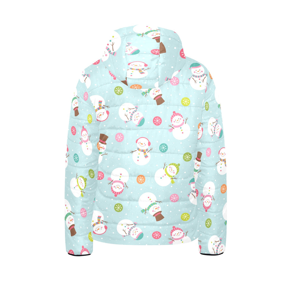 Cute snowman snowflake pattern Kids' Boys' Girls' Padded Hooded Jacket