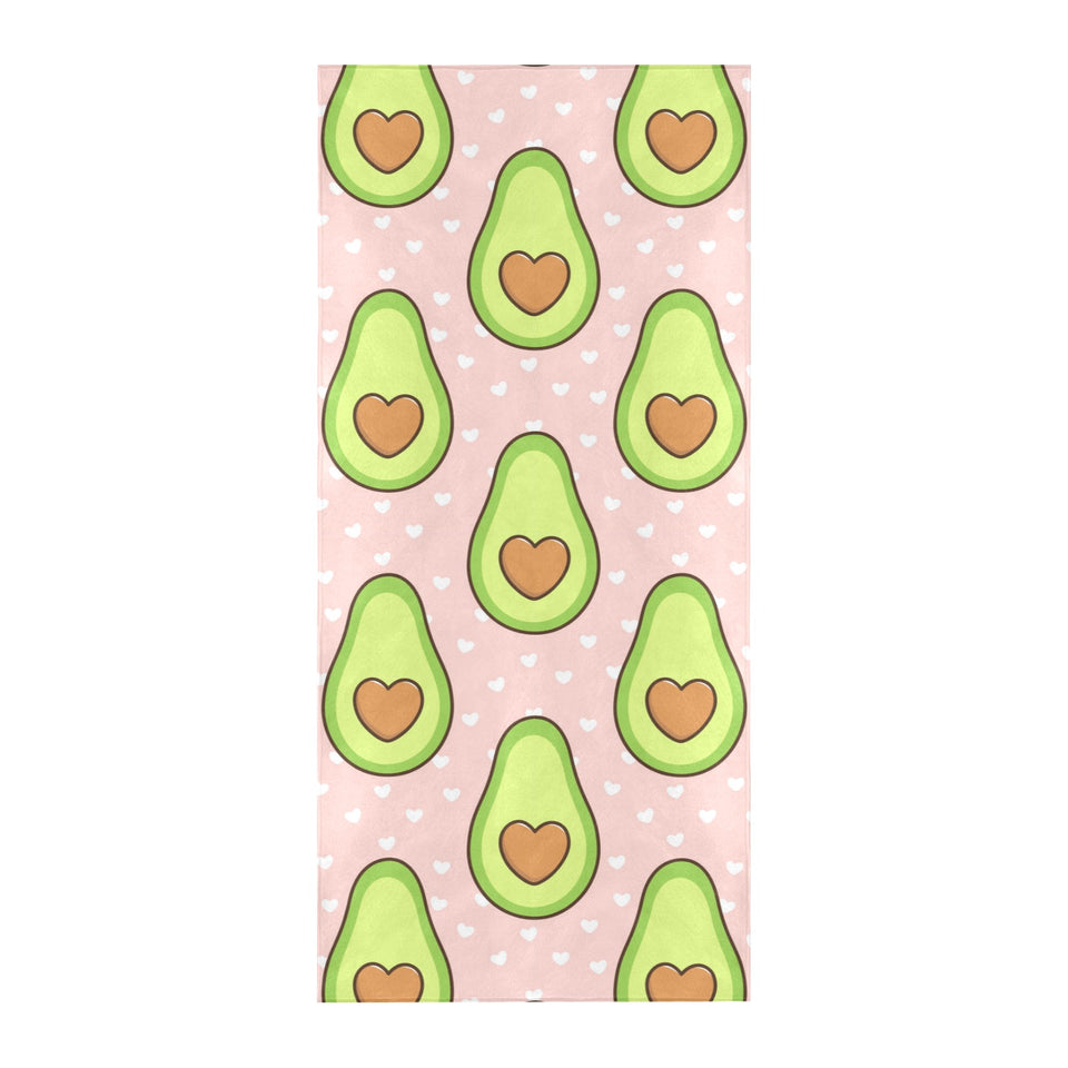 Avocado heart pink background Beach Towel