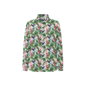 Hummingbird Pattern Print Design 05 Women's Long Sleeve Polo Shirt