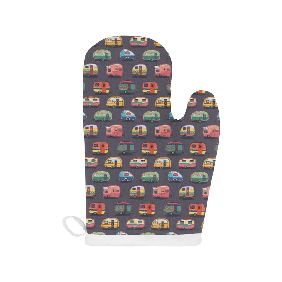 Camper Van Pattern Print Design 02 Heat Resistant Oven Mitts
