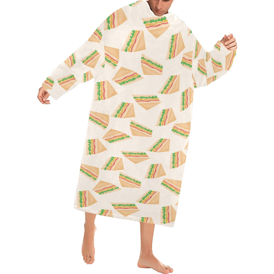 Sandwich Pattern Print Design 01 Blanket Robe with Sleeves