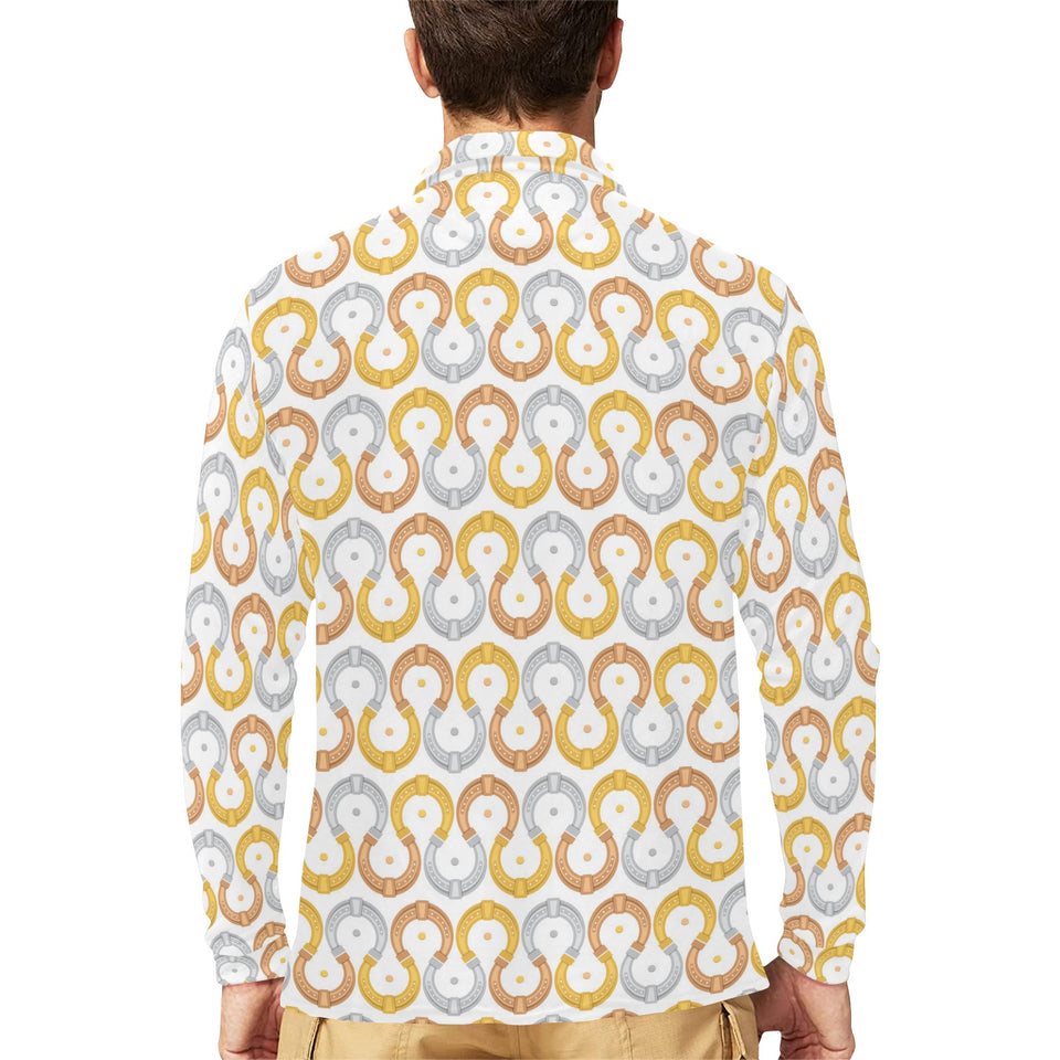 Horseshoes Pattern Print Design 03 Men's Long Sleeve Polo Shirt