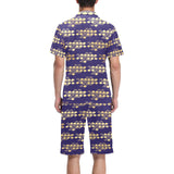 Beautiful japanese fan pattern Men's V-Neck Short Pajama Set
