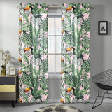 Toucan tropical green jungle palm pattern Gauze Curtain