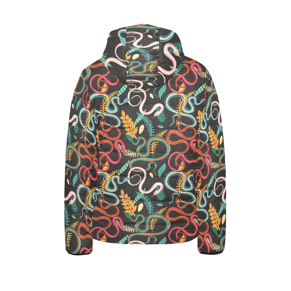 Colorful snake plant pattern Kids' Boys' Girls' Padded Hooded Jacket