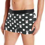 Cute white rabbit polka dots black background Men's All Over Print Boxer Briefs Men's Underwear