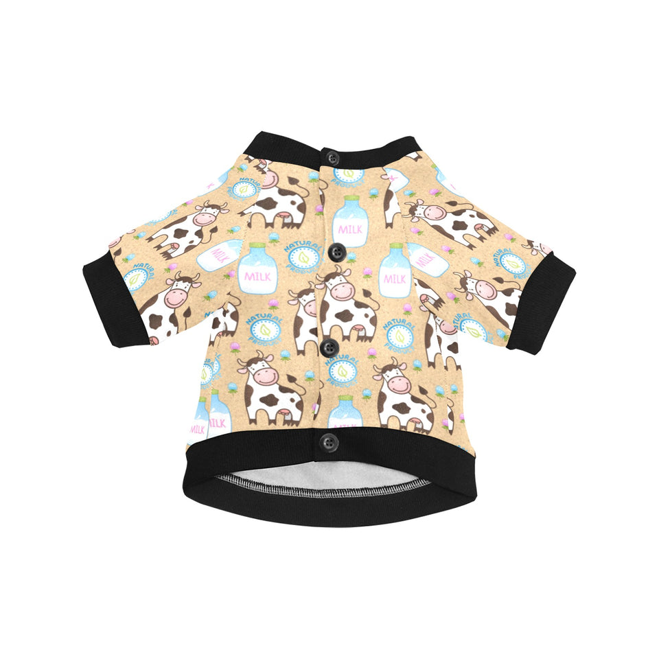 Cow bottle of milk pattern All Over Print Pet Dog Round Neck Fuzzy Shirt