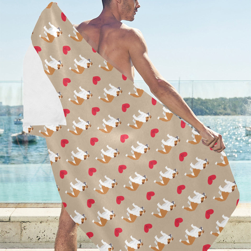 English Bulldog Pattern Print Design 05 Beach Towel