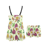 Paassion fruit pattern Chest Sexy Pleated Two Piece Swim Dress