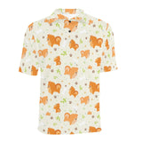 Cute brown pomeranian paw leave bone pattern Men's All Over Print Polo Shirt