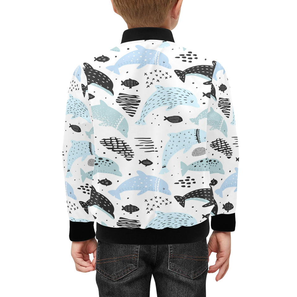 Cute dolphins Childish Style pattern Kids' Boys' Girls' Bomber Jacket