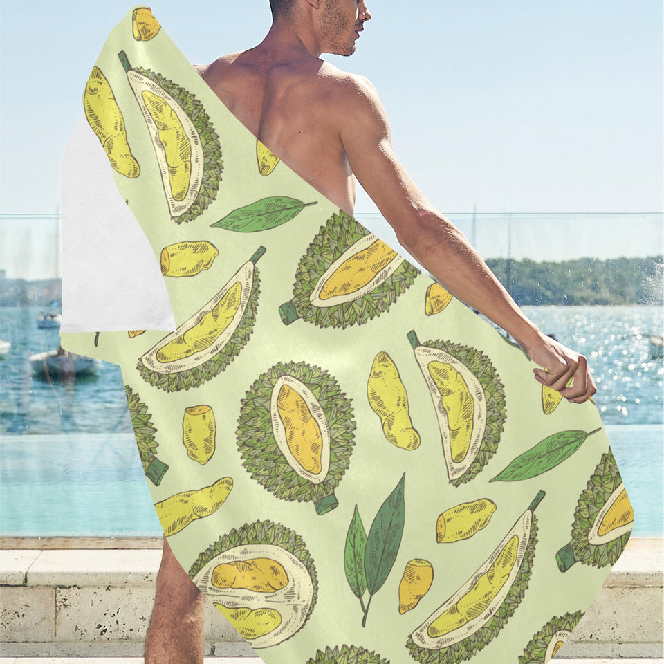 Durian leaves pattern background Beach Towel