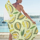 Durian leaves pattern background Beach Towel