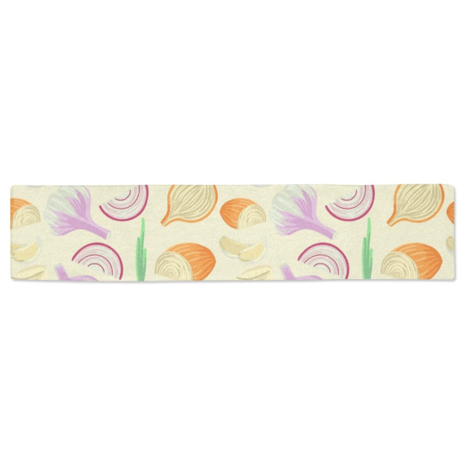 Onion garlic white red pattern Table Runner
