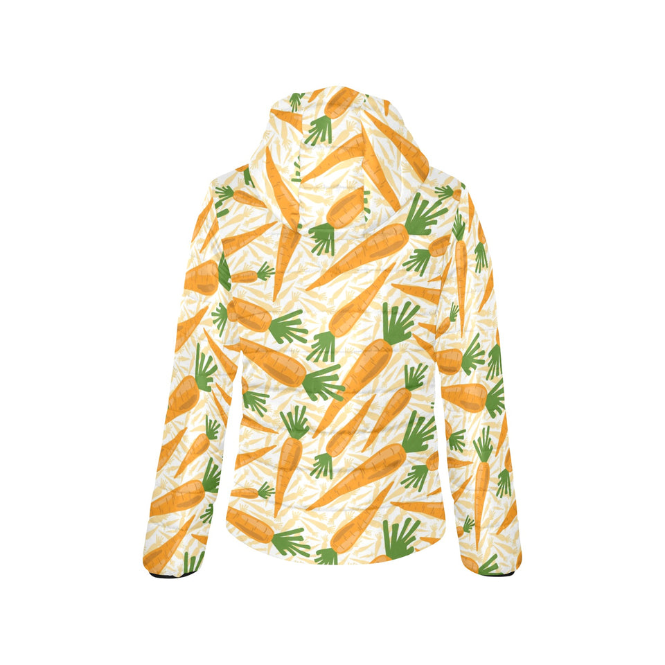 Carrot Pattern Print Design 01 Women's Padded Hooded Jacket