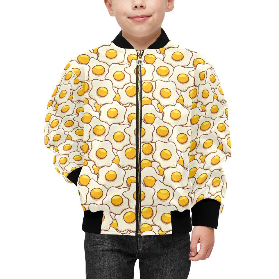 Fried Eggs Pattern Print Design 02 Kids' Boys' Girls' Bomber Jacket