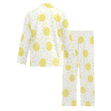 hand drawn sun pattern Men's Long Pajama Set