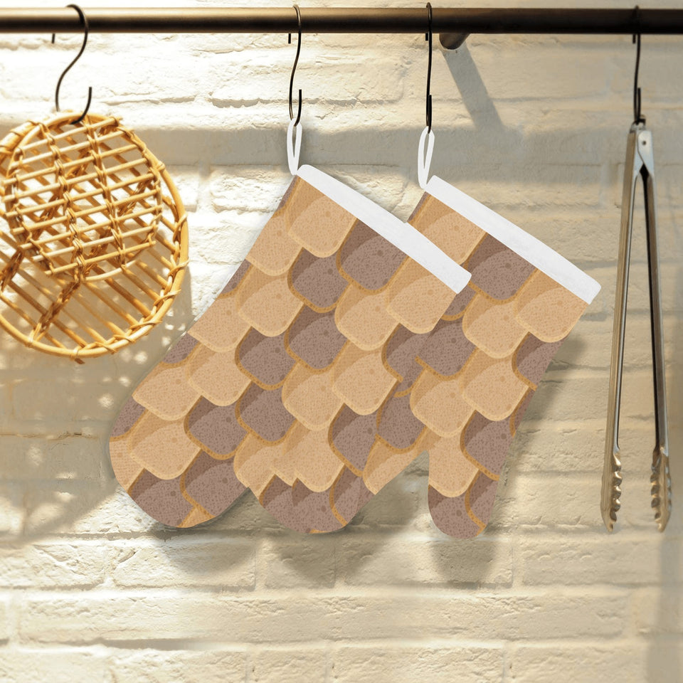 Bread Toast Pattern Print Design 04 Heat Resistant Oven Mitts