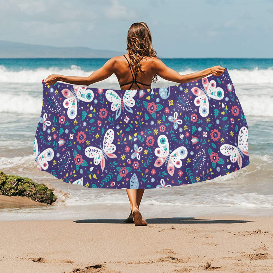 Colorful butterfly flower pattern.eps Beach Towel