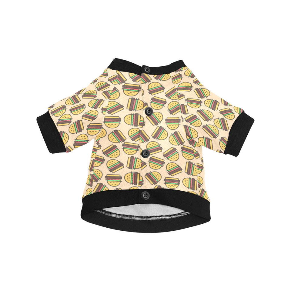 Hamburger Pattern Print Design 01 All Over Print Pet Dog Round Neck Fuzzy Shirt