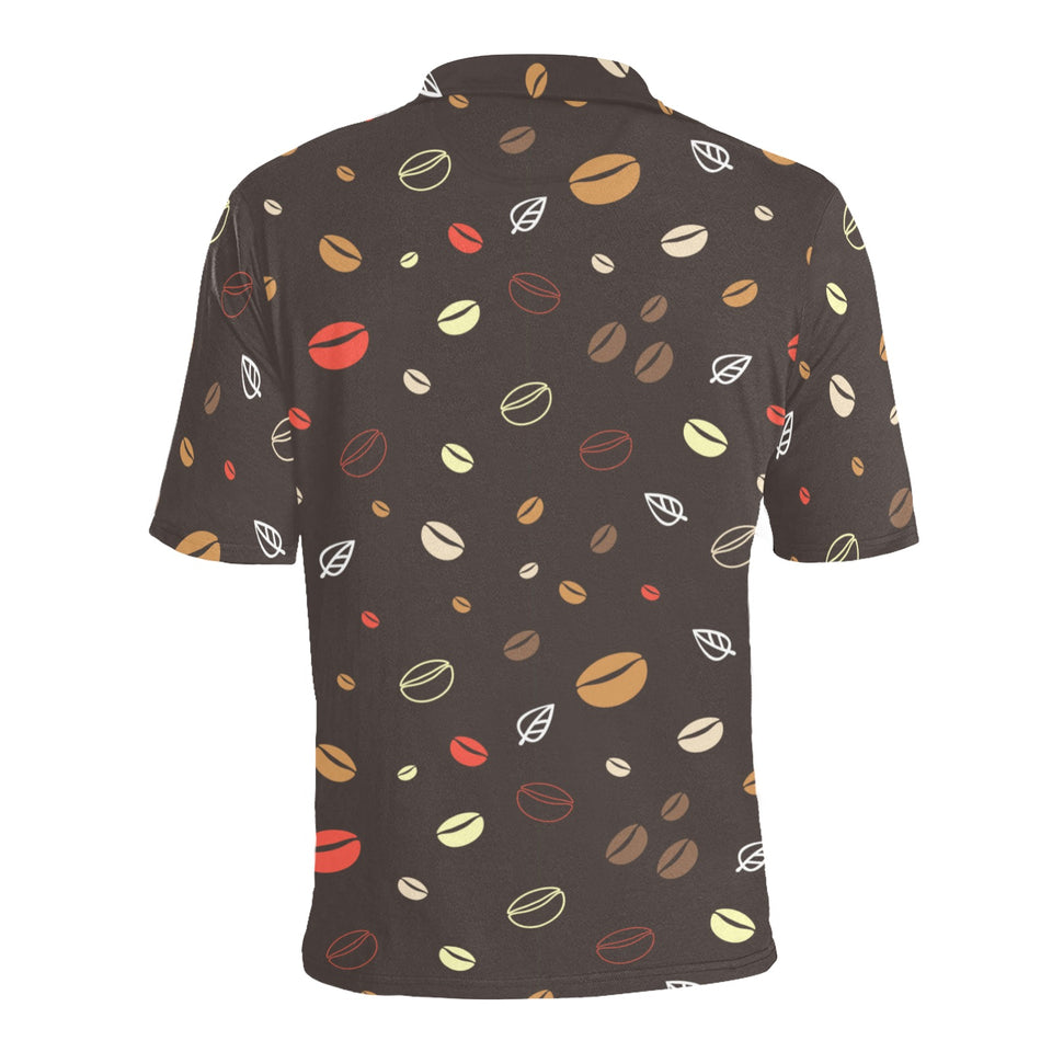 Coffee bean leave pattern Men's All Over Print Polo Shirt