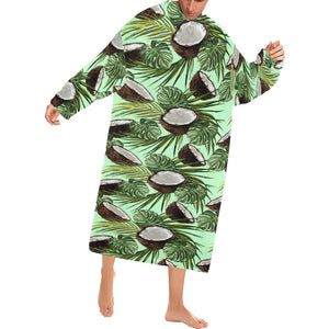 Coconut Pattern Print Design 02 Blanket Robe with Sleeves