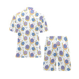 Snail Pattern Print Design 05 Men's V-Neck Short Pajama Set