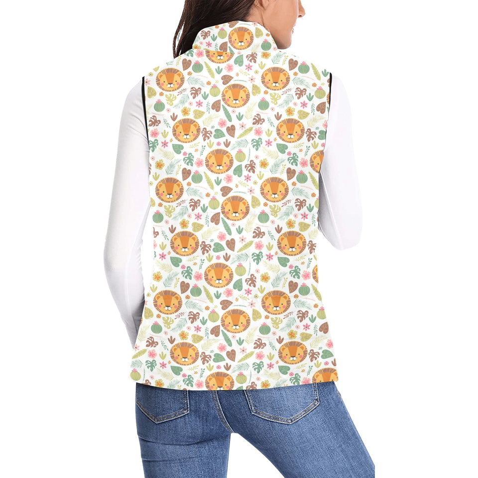 Lion Pattern Print Design 04 Women's Padded Vest