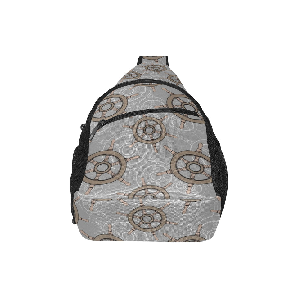 nautical wood steering wheel pattern All Over Print Chest Bag