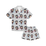 Cute ninja pattern Kids' Boys' Girls' V-Neck Short Pajama Set