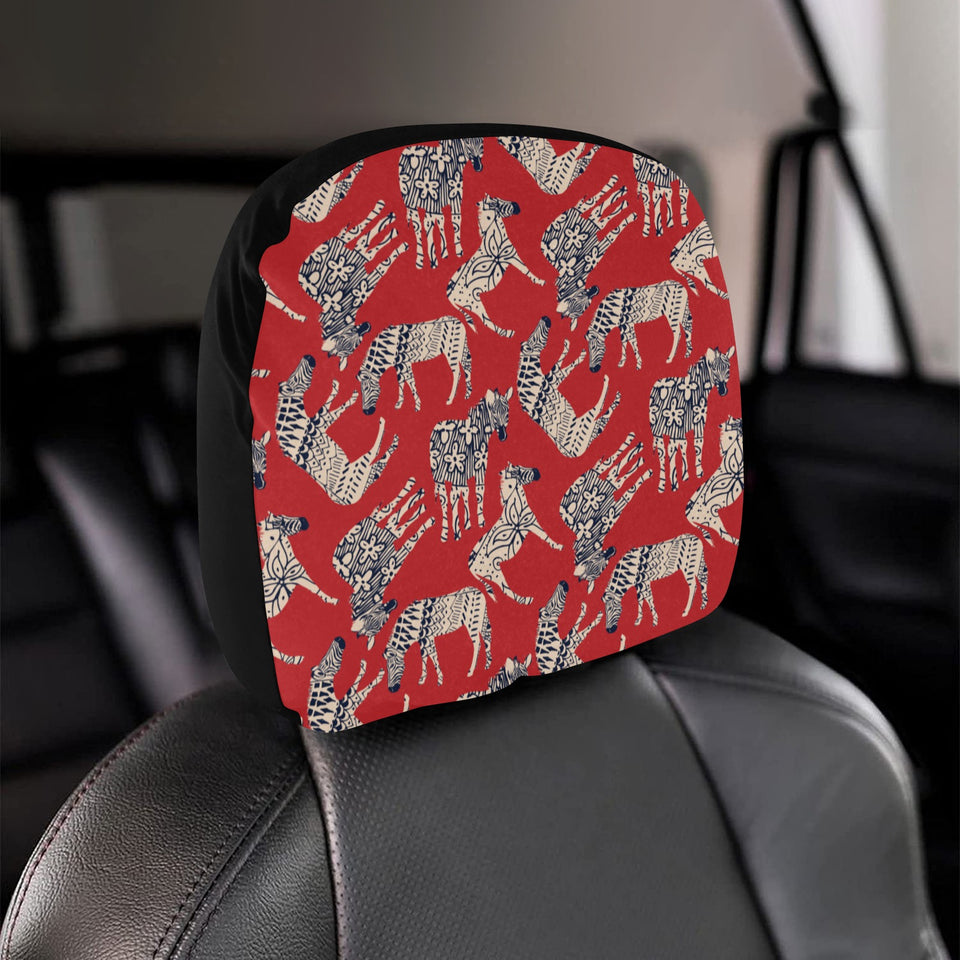 Zebra abstract red background Car Headrest Cover