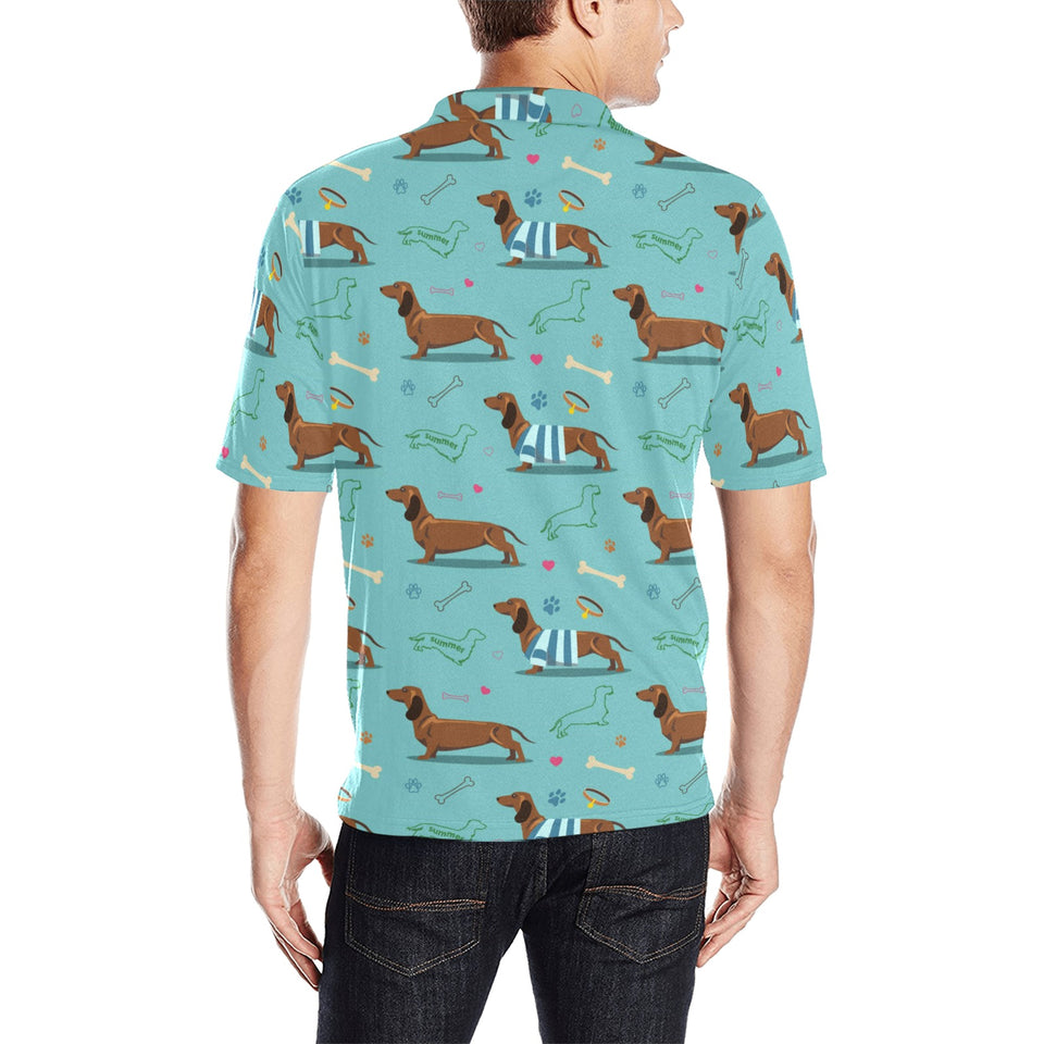 Dachshund decorative background Men's All Over Print Polo Shirt